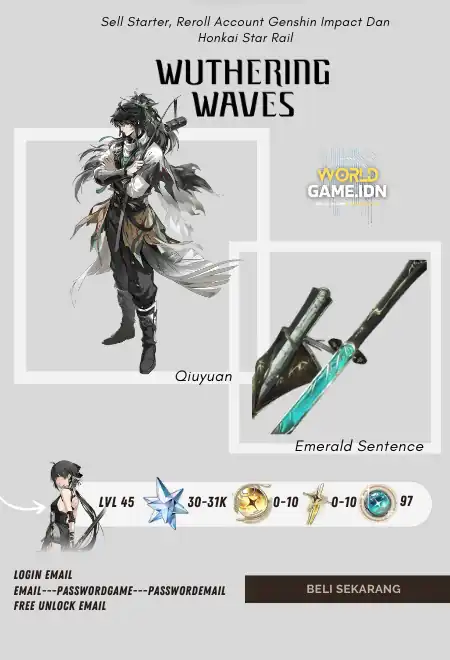 [Sea Server] Limited Reroll Qiuyuan + Weapon Emerald Sentence 30K Asterite Union Level 44